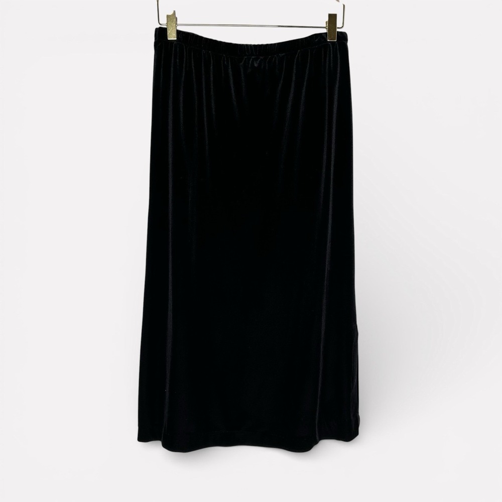 Vintage‎ California Krush Velvet Midi Skirt Black Slit Event Witchy 90s Womens M
